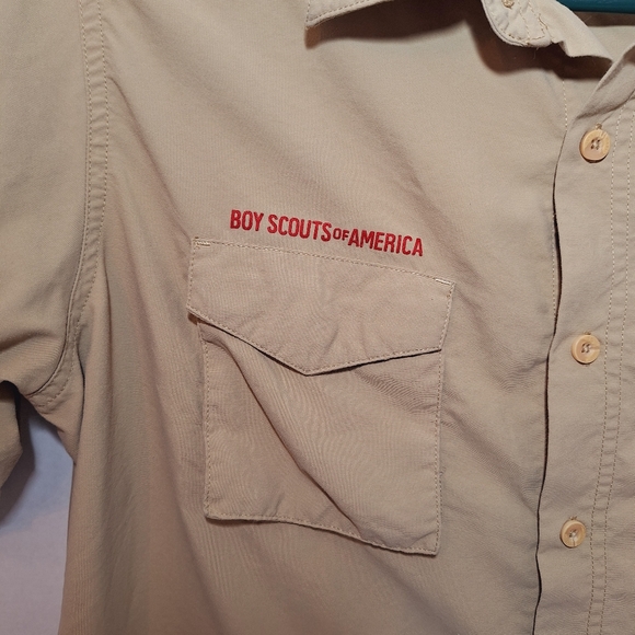 Vintage Boy Scouts Of America Uniform Shirt Adult Large Patches Be Prepared Tan - Picture 3 of 9